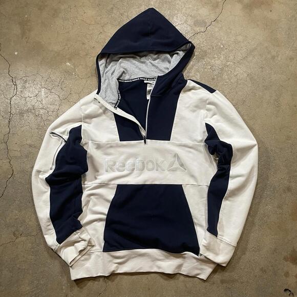 Reebok Other - Reebok Hoodie Mens Large White x Blue Sweatshirt Long Sleeve